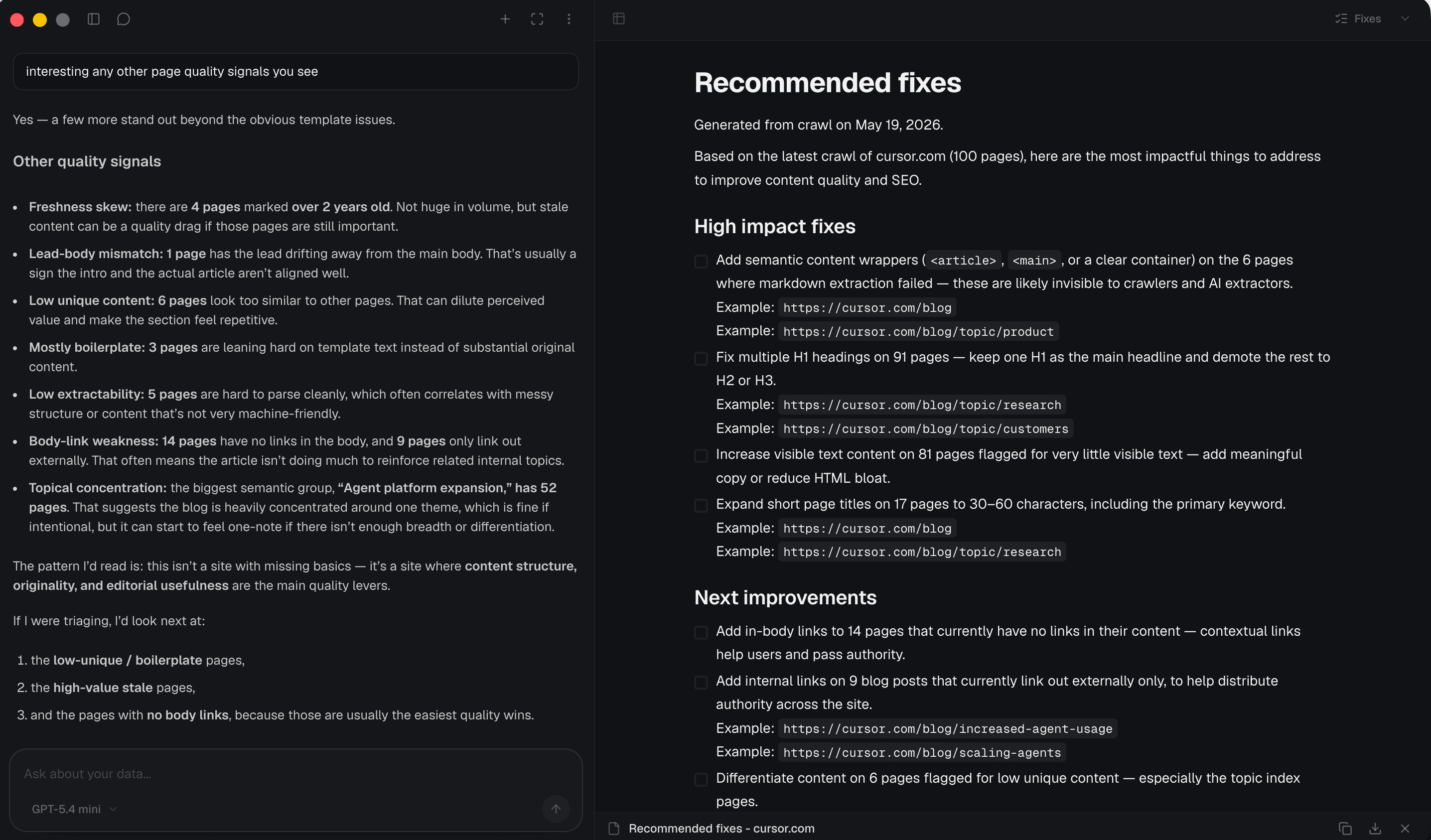 Pagebrain workflow view in dark mode