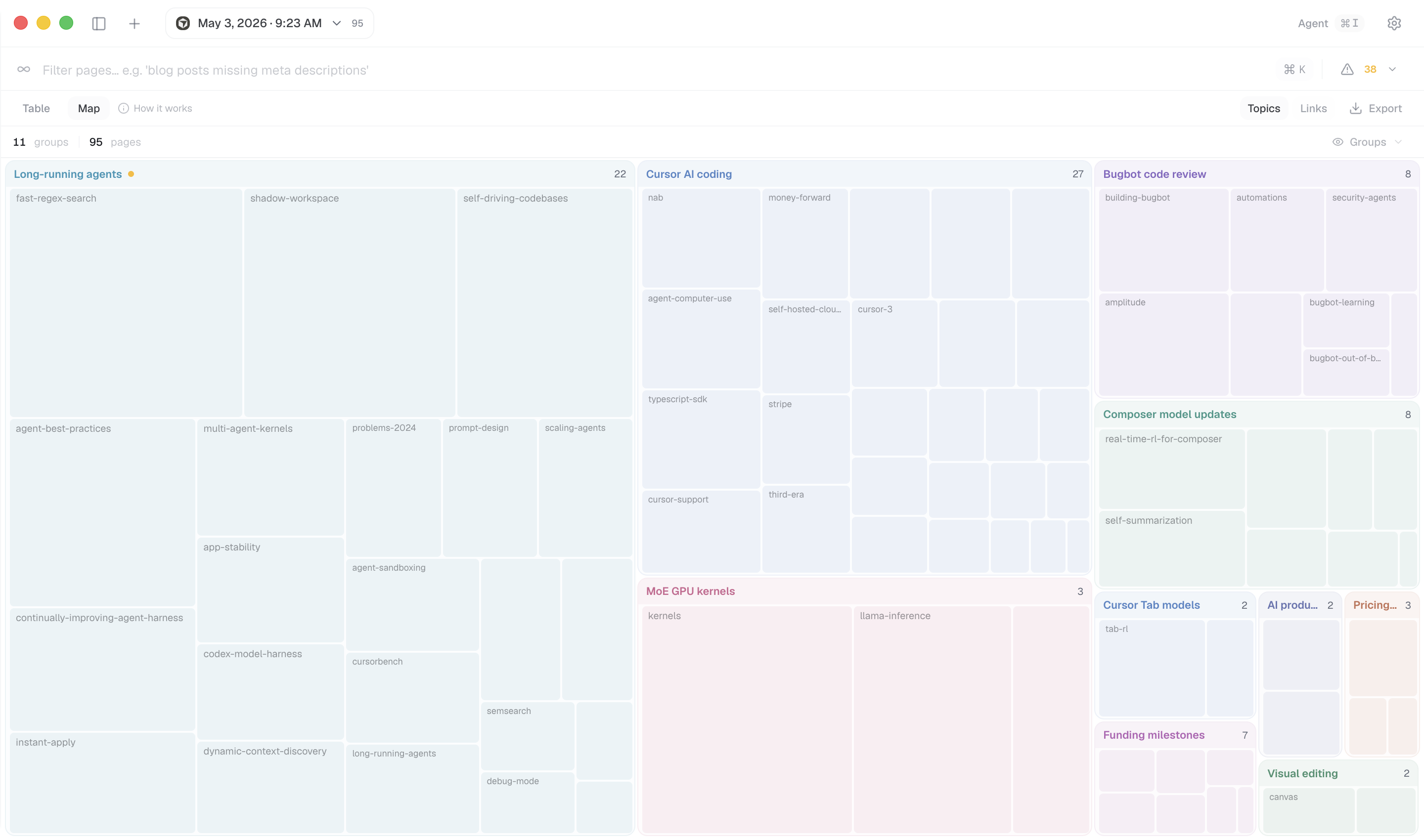 PageBrain semantic analysis interface